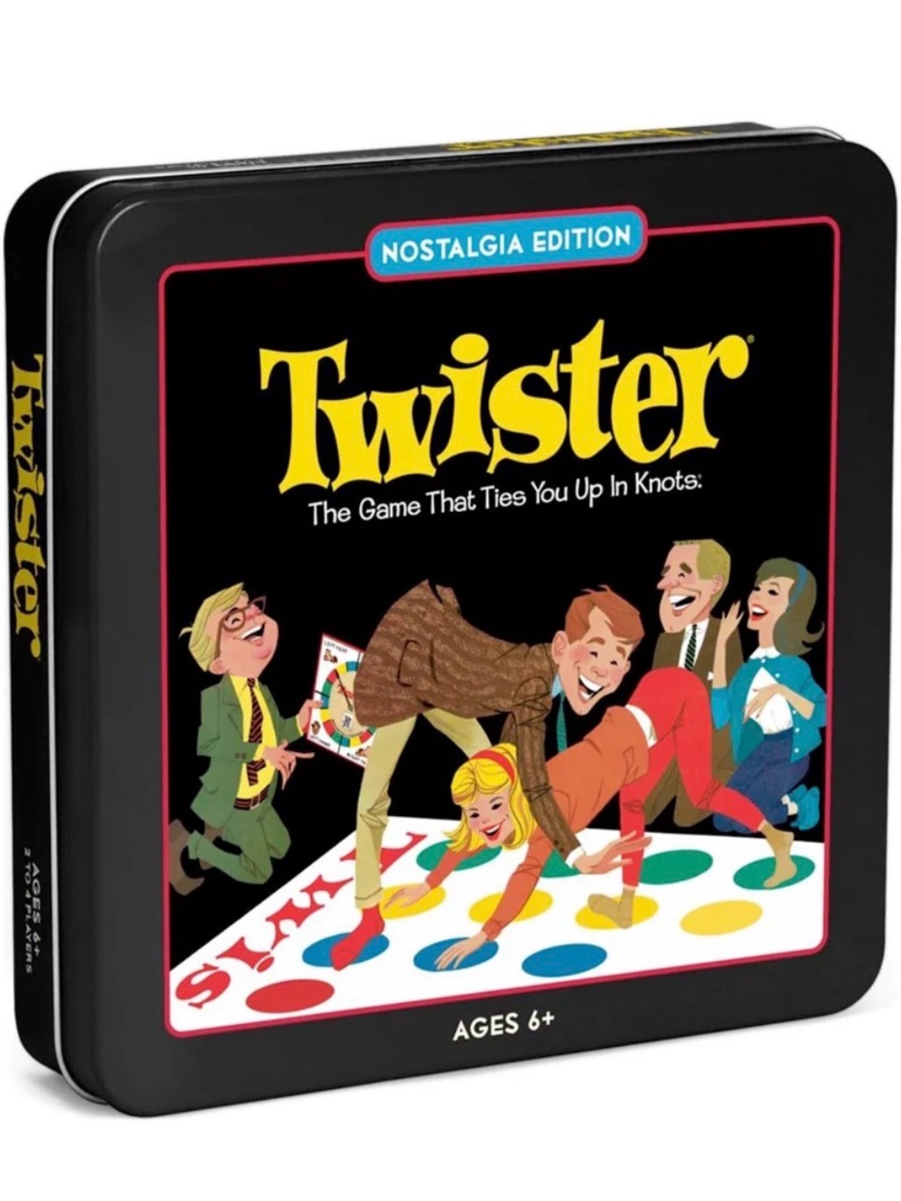 Twister Nostalgia Edition Board Game Vintage Style Tin- NEW/Dent in metal case